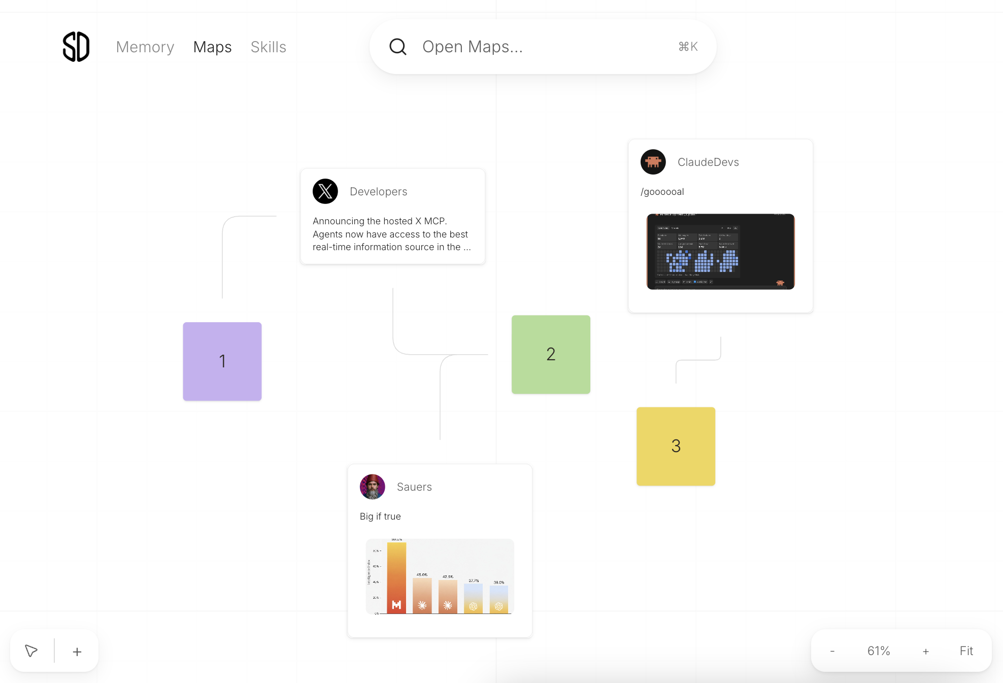 SocraticOS product view for bringing saved context back into later work